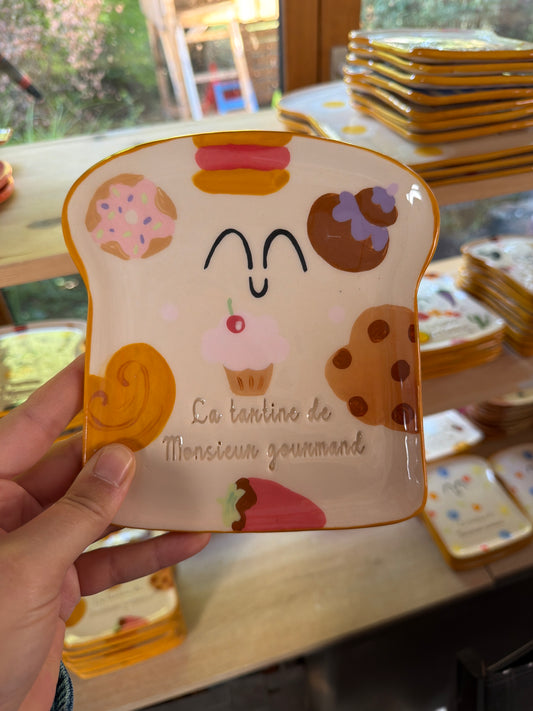 Assiette à tartine " Monsieur gourmand "