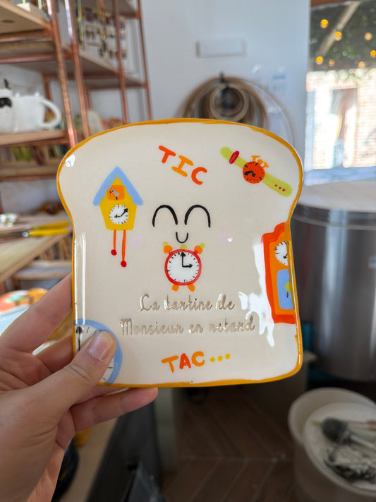 Assiette à tartine " Monsieur en retard "