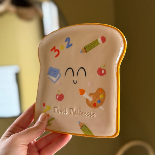 Assiette à tartine " Merci Maitresse " - Ecole