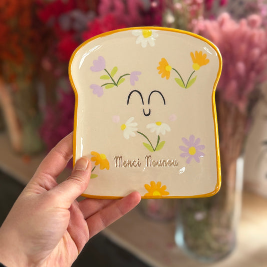 Assiette à tartine " Merci Nounou " - Printemps
