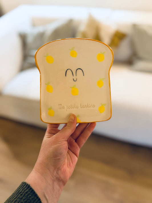 Assiette à tartine " Ma petite tartine " - Citrons