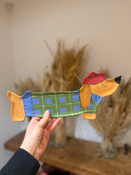 Teckels carreaux bleus