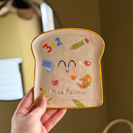 Assiette à tartine " Merci Maitresse " - Ecole