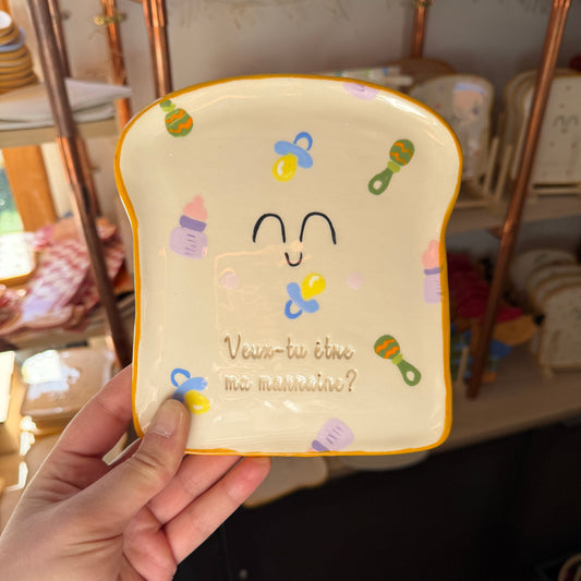 Assiette à tartine " Marraine " - Biberons