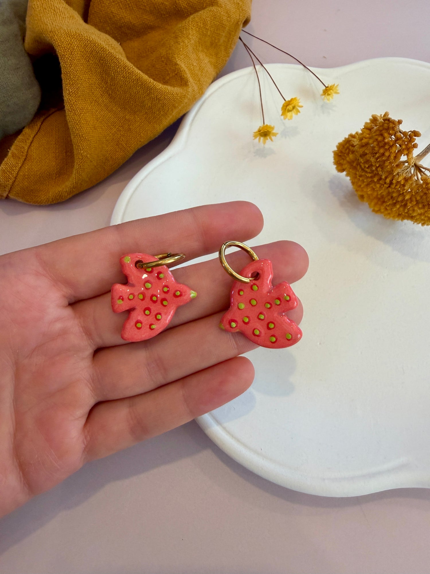 Boucles oiseaux oranges