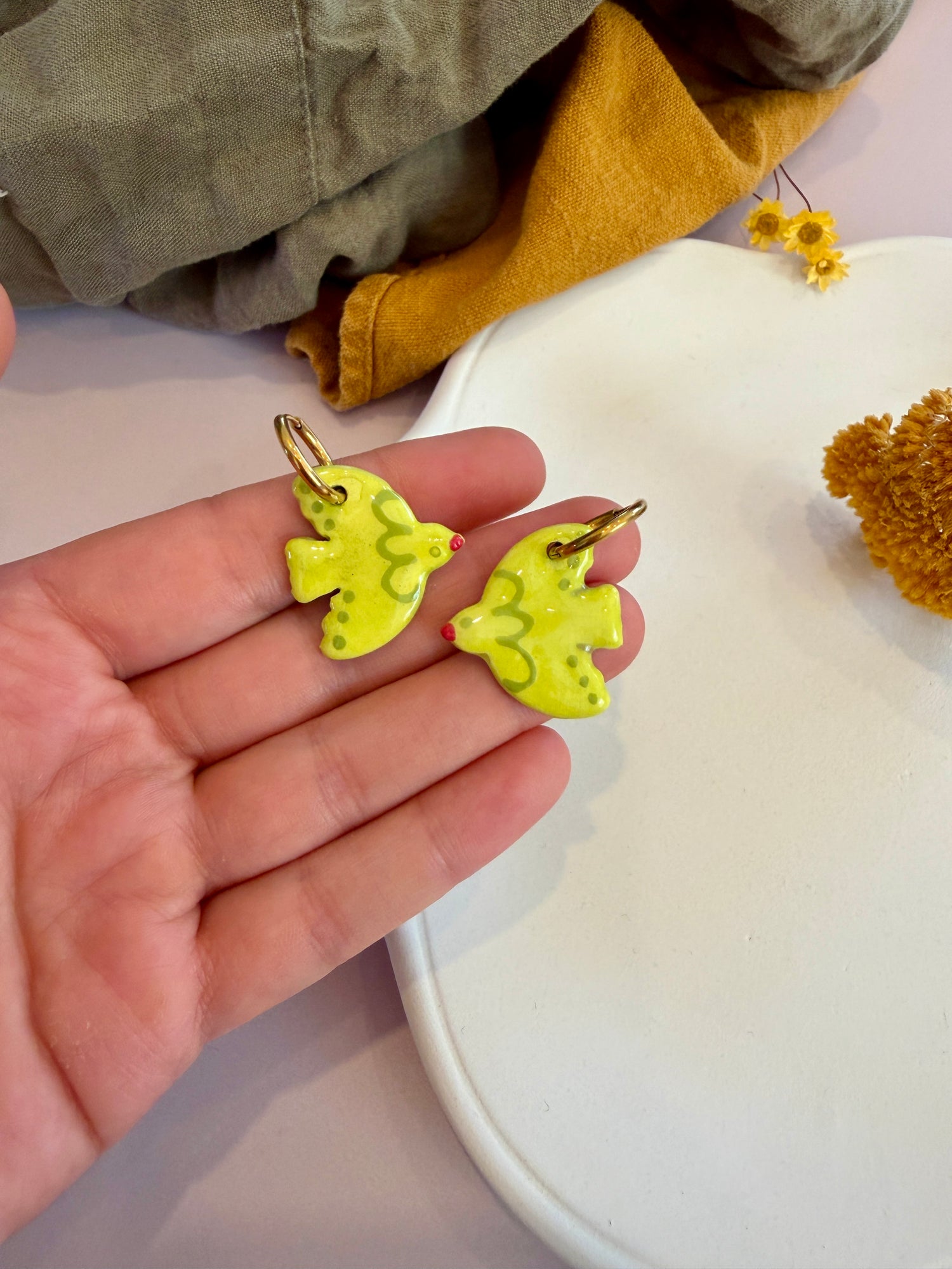 Boucles oiseaux verts