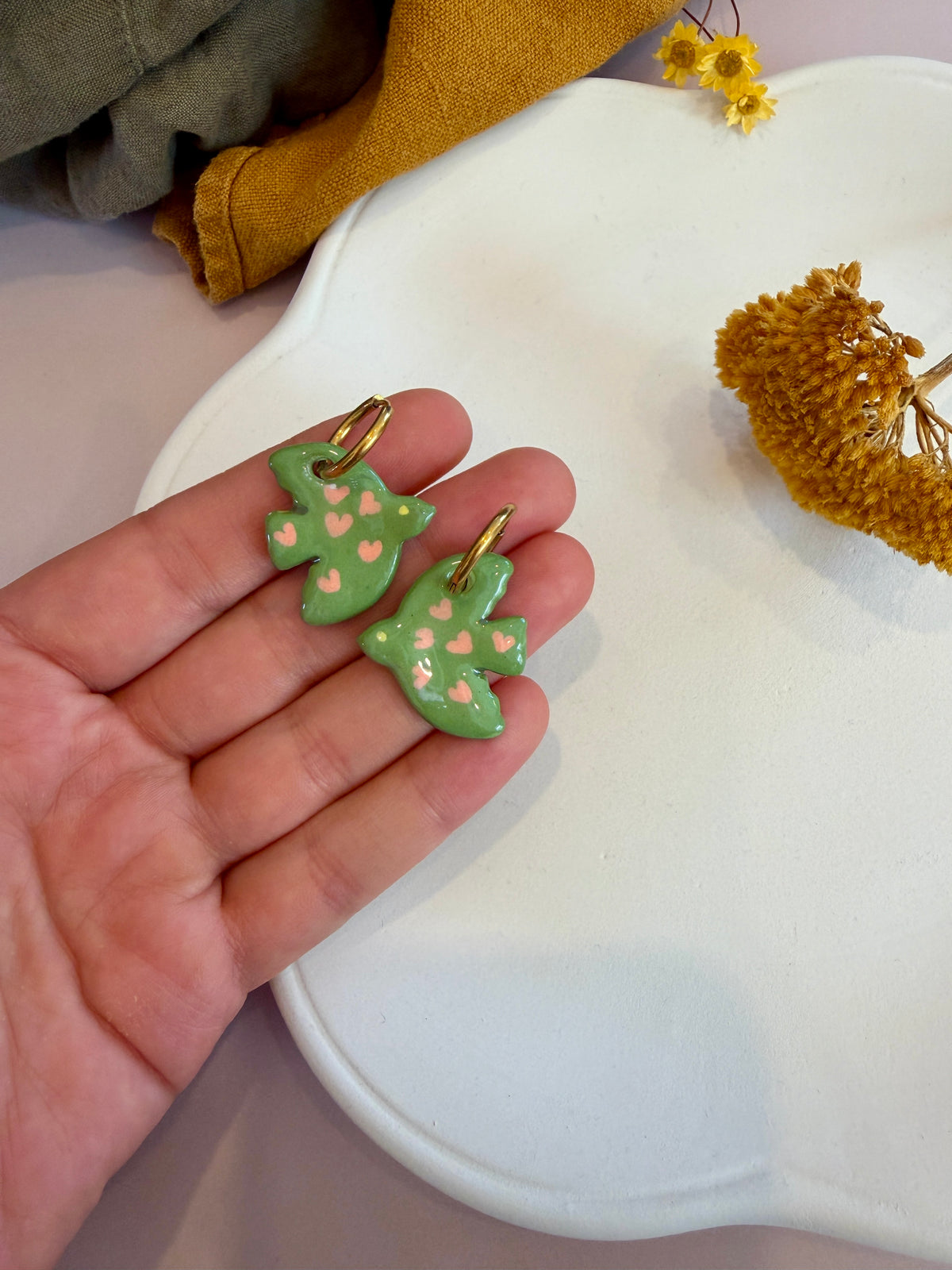 Boucles oiseaux verts