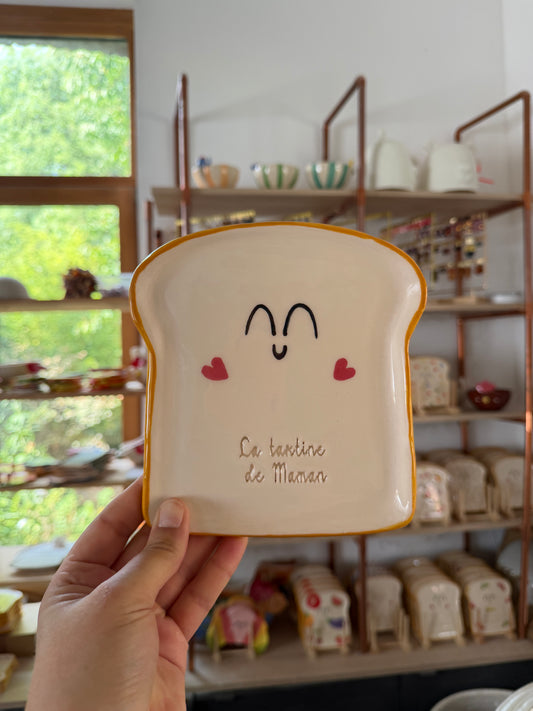 Assiette à tartine " La tartine de Maman" - Joues Coeurs