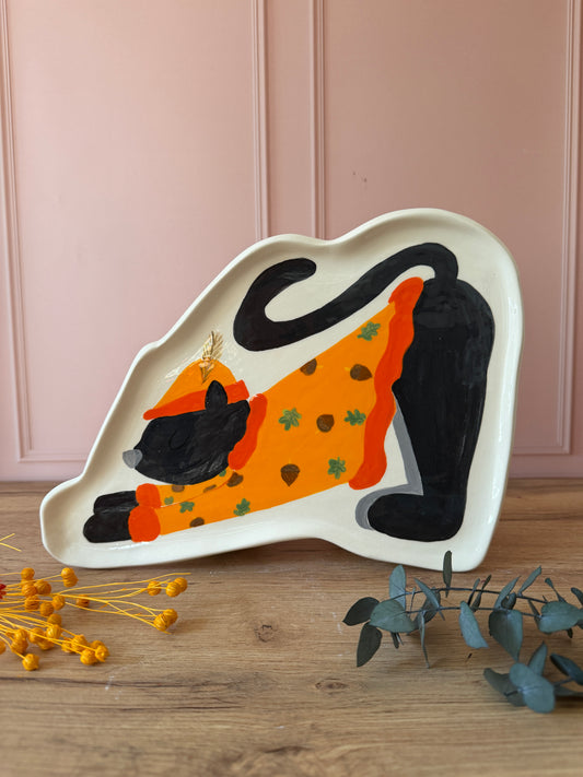 Assiette Chat Noir - Motif Automne